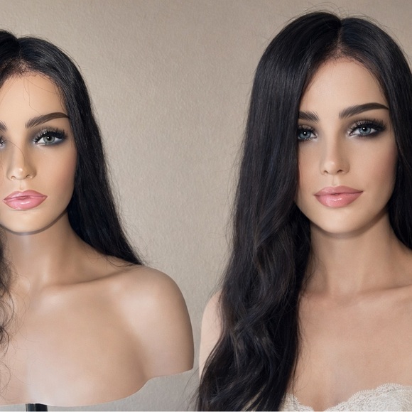 None Other - 24 Inch 3 Combs Elastic Band Natural Black Used Synthetic Hair wig